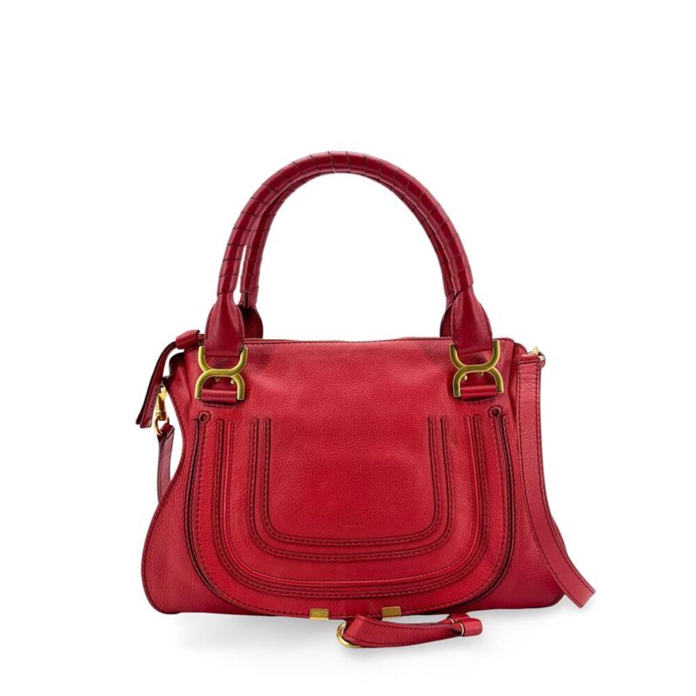 Chloรฉ Marcie Medium Top Handle Bag Red